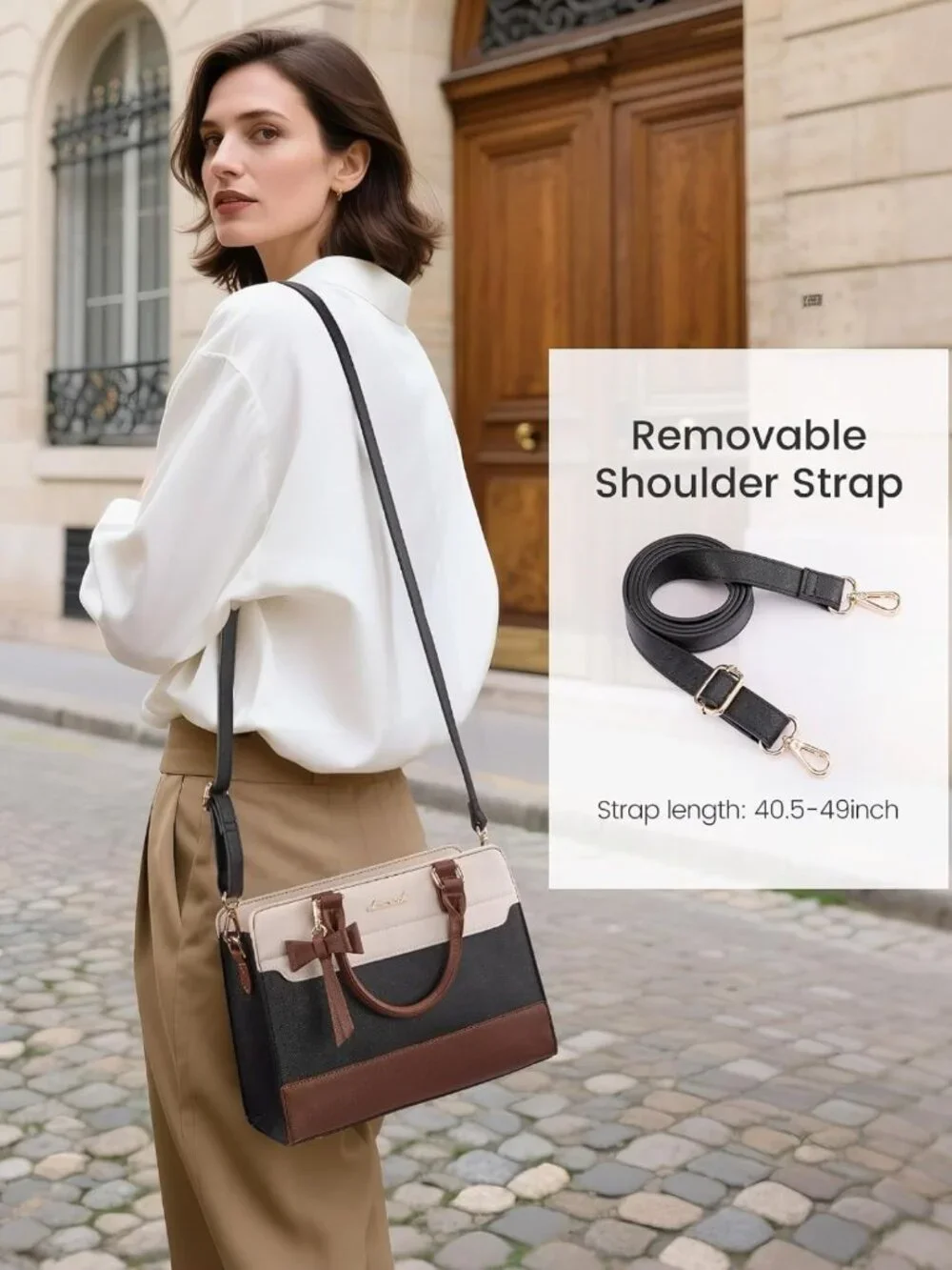 Elegant Leather Tote & Crossbody Bag | Versatile Handbag for Office, Travel